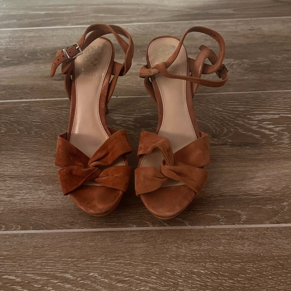 Brown suede heels